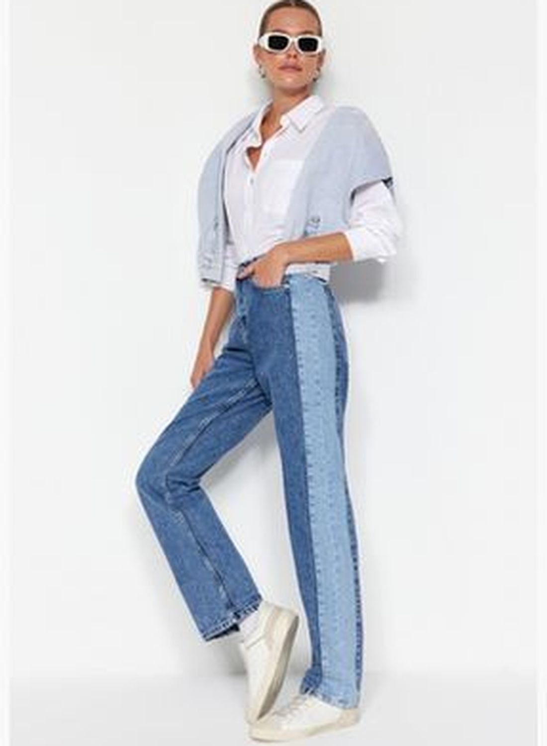 buy-trendyol-blue-block-high-waist-wide-leg-jeans-twoaw24je00130