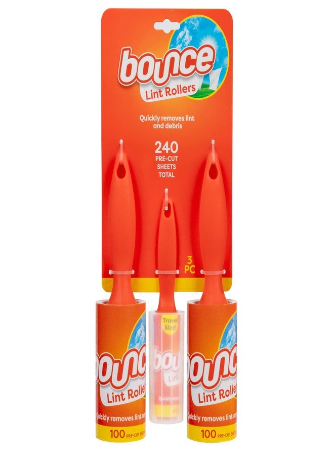 Bounce Lint Rollers to-Go, 3pc Set, Quickly Removes Lint and Debris, 240 Pre-Cut Sheets Total - Image 1