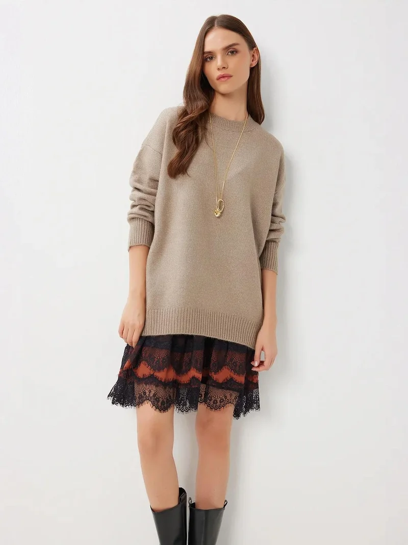 إسطنبول الساحرة ISTANBUL Oversized Crew Neck Ribbed Sweater