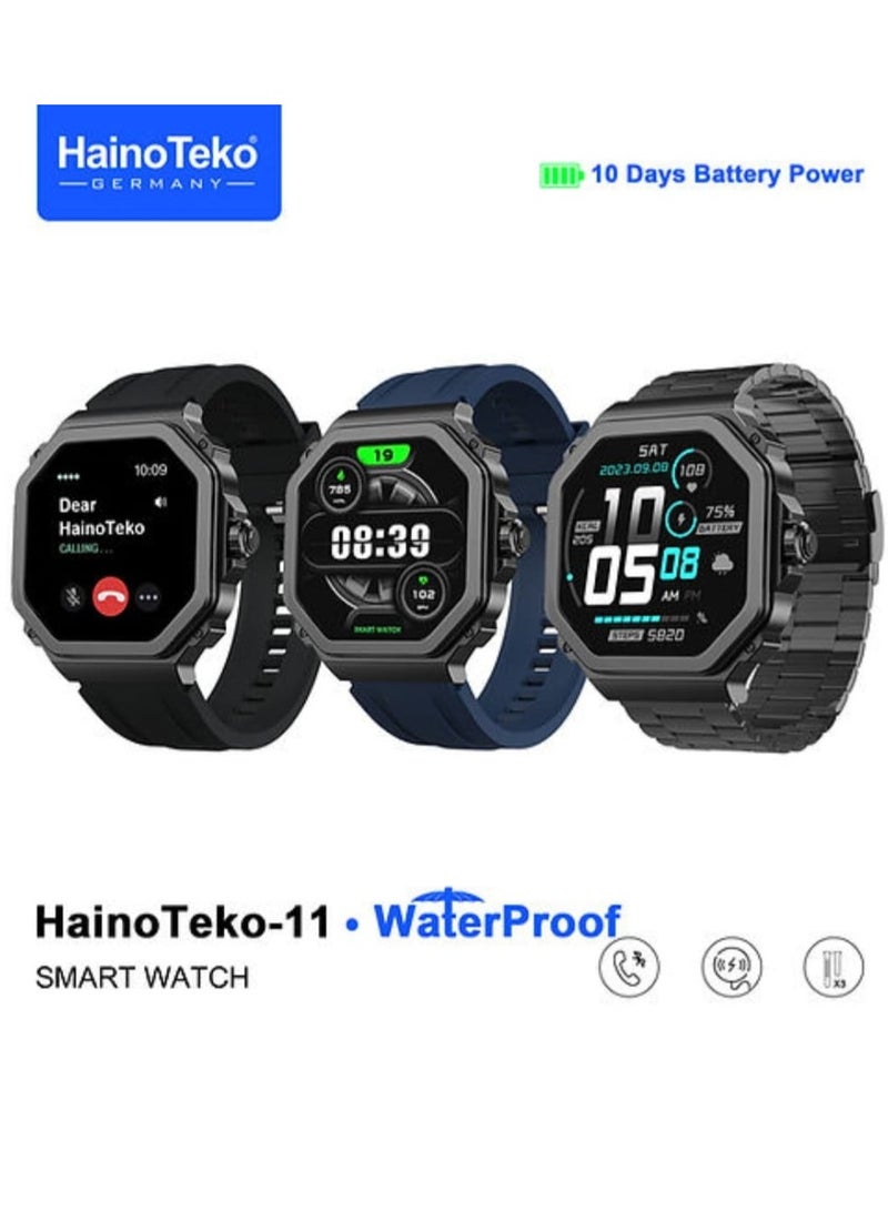 Haino Teko Smart Watch Haino Teko-11 Waterproof with AMOLED Display and Polygonal Appearance Wireless Charging 3 Pairs of Straps and 10 Days of Normal Use Battery - Image 1