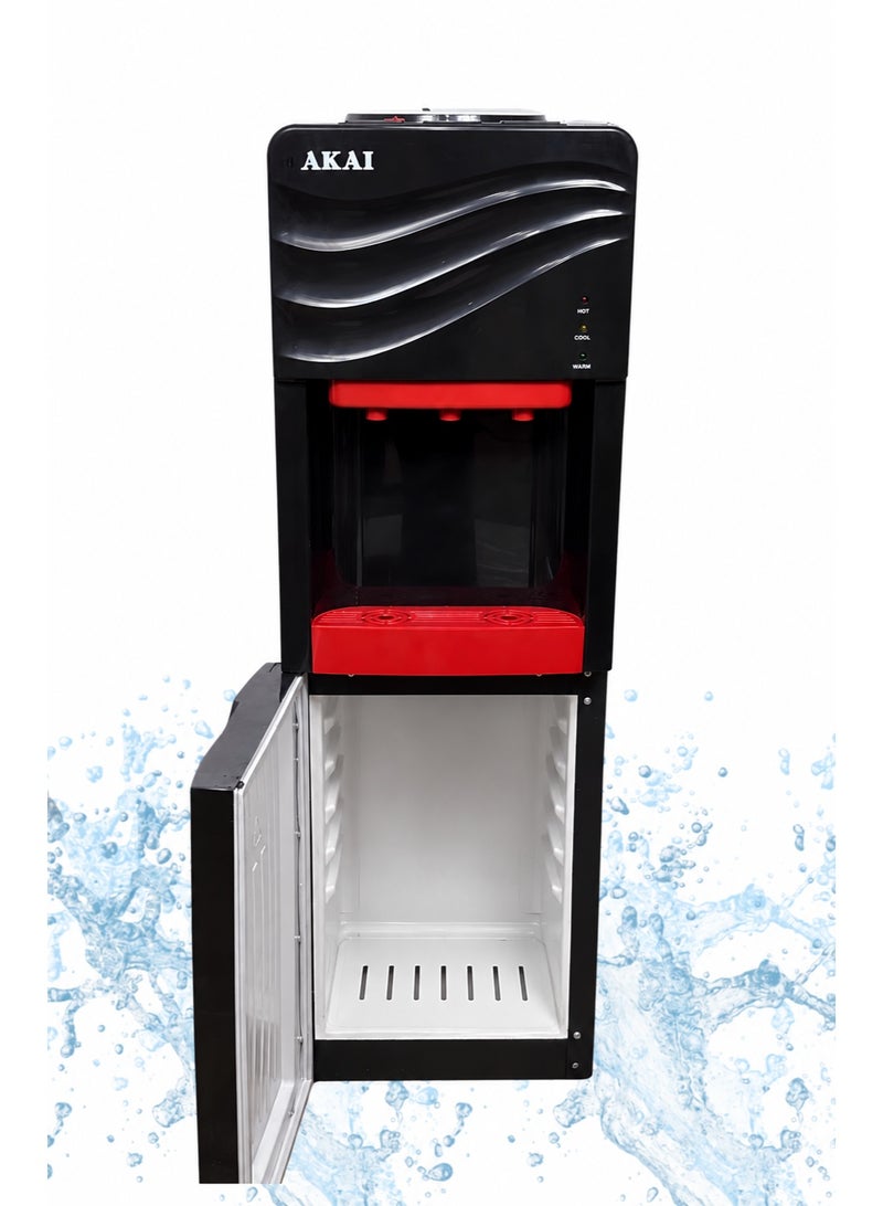 أكاي Akai Water Dispenser 3 Taps Cold Warm & Hot with Bottom Refrigerator Safety Button for Hot Water Child Protection 2-Year Agent Warranty AK-WD3PR - Image 1