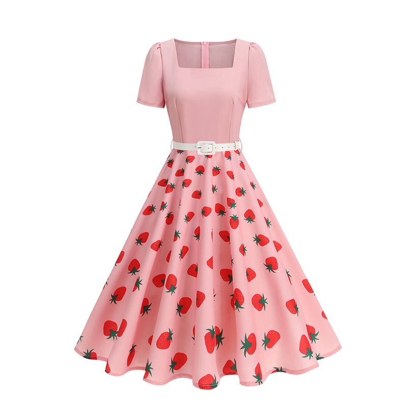 Vintage Floral Polka Dot Bow Dress - Image 4