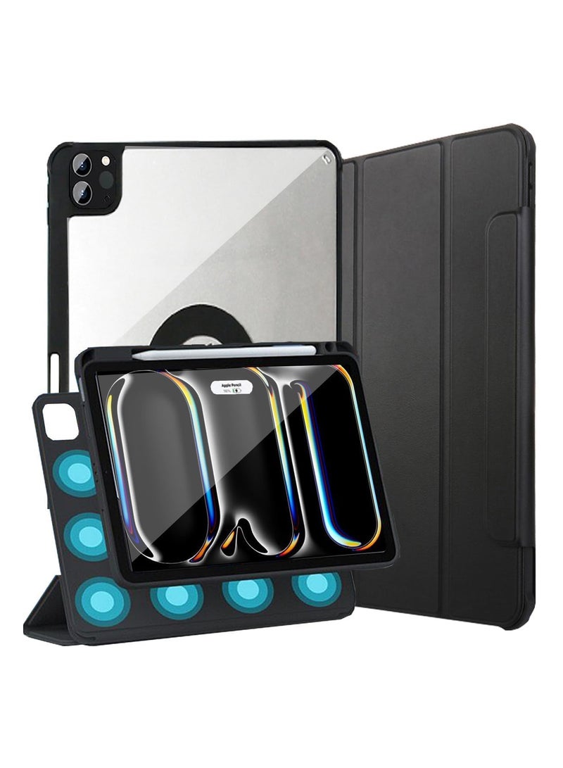 Case for Apple iPad Pro 13 inch M4 2024 Case Cover, Smart Detachable Magnetic Shockproof Case Cover for Apple iPad Pro 13 inch M4 2024, (Black) - Image 1