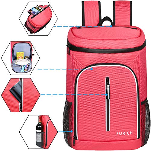 FORICH Soft Cooler Backpack Insulated Waterproof Cooler Bag Leak Proof Portable Backpacks to Work Lunch Travel Beach Camping Hiking Picnic Fishing Beer for Men Women (Watermelon Red) - Image 4