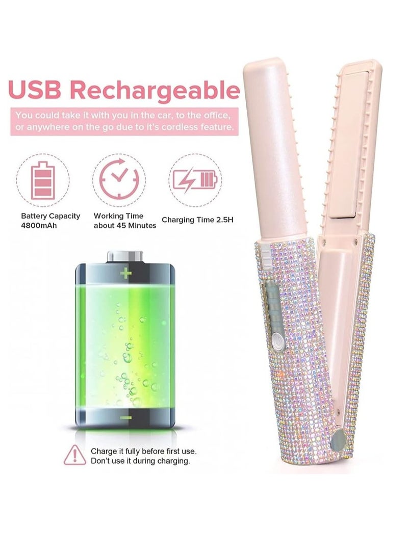 general Mini Wireless Hair Straightener Charging Portable USB Hairdresser Roll Straightener Dual-purpose Drill Straightener - Image 4