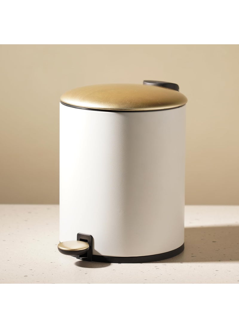 PURE HOME + LIVING Pure Home and Living White Iron Pedal Circular Waste Bin with Lid Small  - Image 3