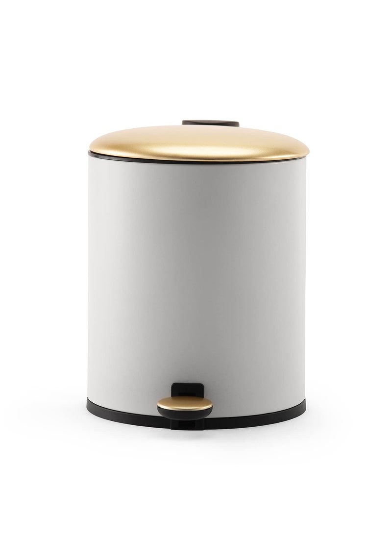 PURE HOME + LIVING Pure Home and Living White Iron Pedal Circular Waste Bin with Lid Small  - Image 1