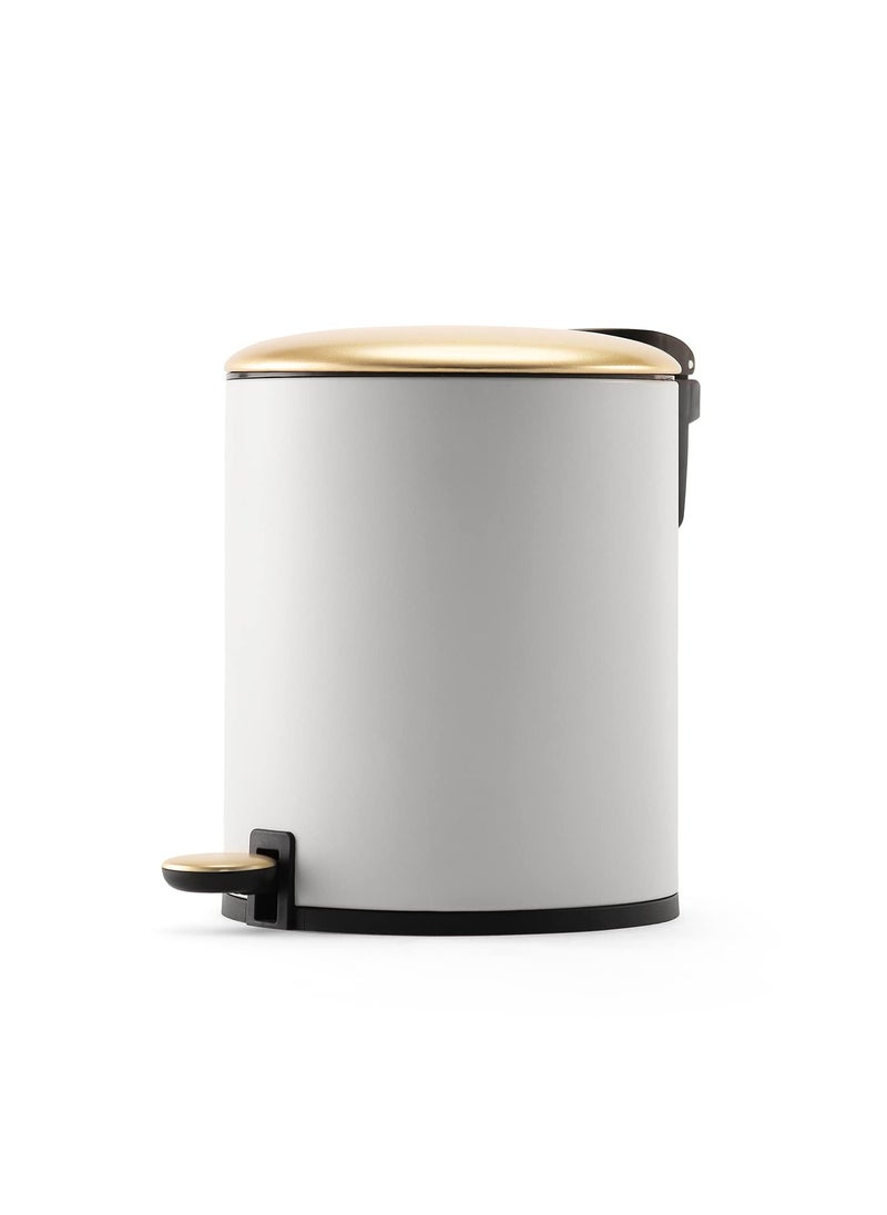 PURE HOME + LIVING Pure Home and Living White Iron Pedal Circular Waste Bin with Lid Small  - Image 4