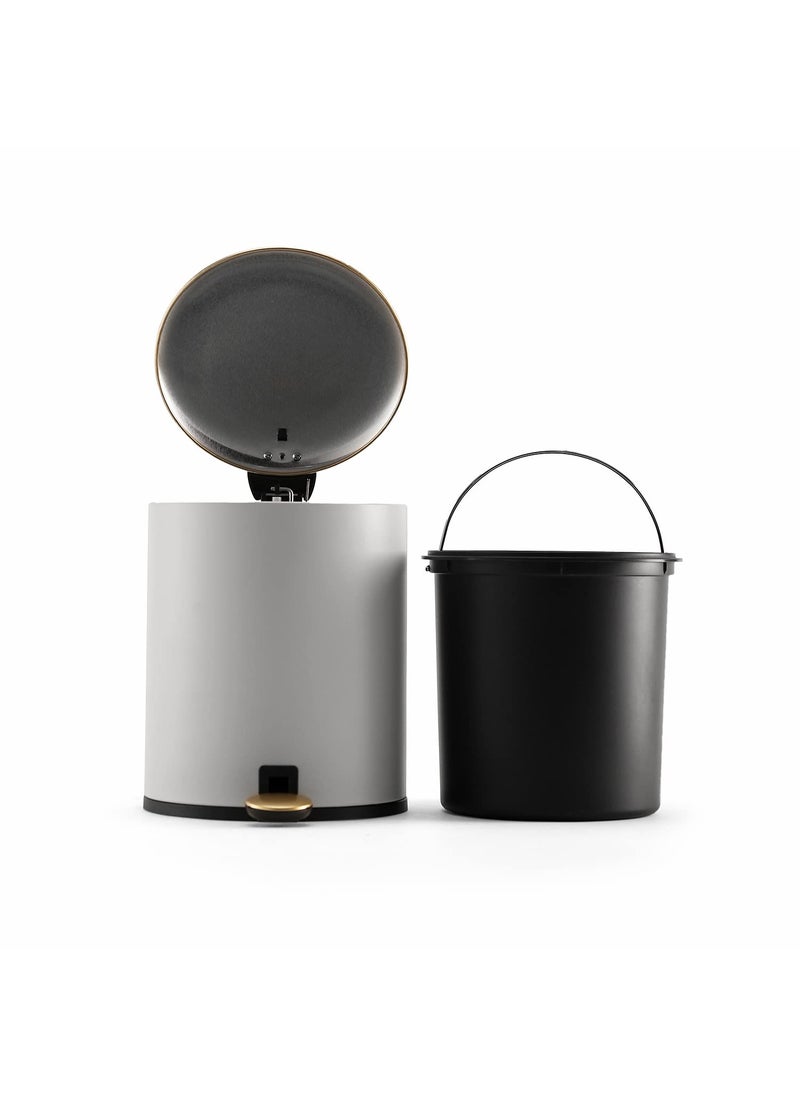 PURE HOME + LIVING Pure Home and Living White Iron Pedal Circular Waste Bin with Lid Small  - Image 5