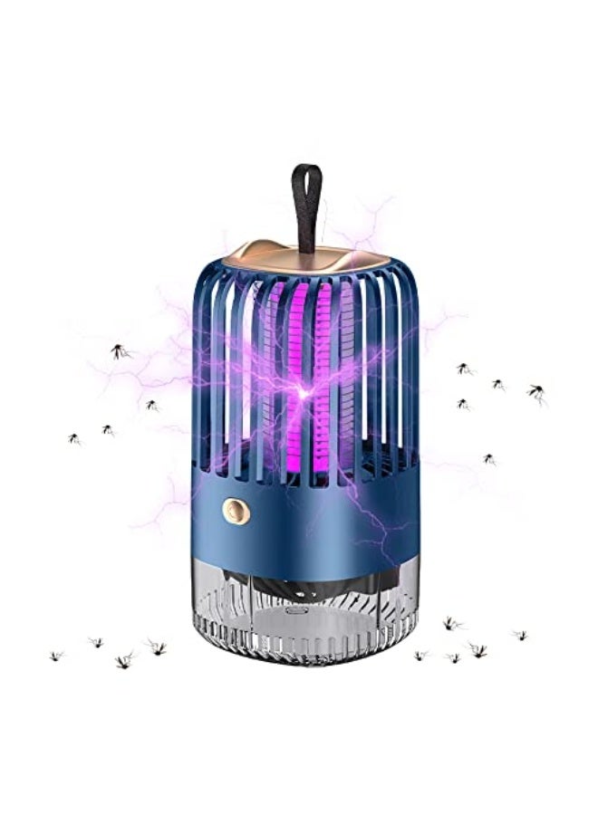 Generic FULIETAOBAI Bug Zapper Rechargeable Mosquito and Fly Killer Indoor Light with Hanging Loop Electric Killing Lamp Portable USB LED Trap for Home Bedroom Outdoor Camping (Blue)  - Image 1