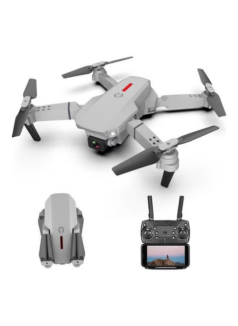 طائرة بدون طيار LS-E525 RC مزودة بكاميرا 4K بدون طيار مزدوجة الكاميرا WiFi FPV بدون رأس وضع تثبيت الارتفاع إيماءة صورة فيديو مسار الرحلة 3D Filp RC Quadcopter فضية 21.5 * 7 * 18 سم 3 بطارية