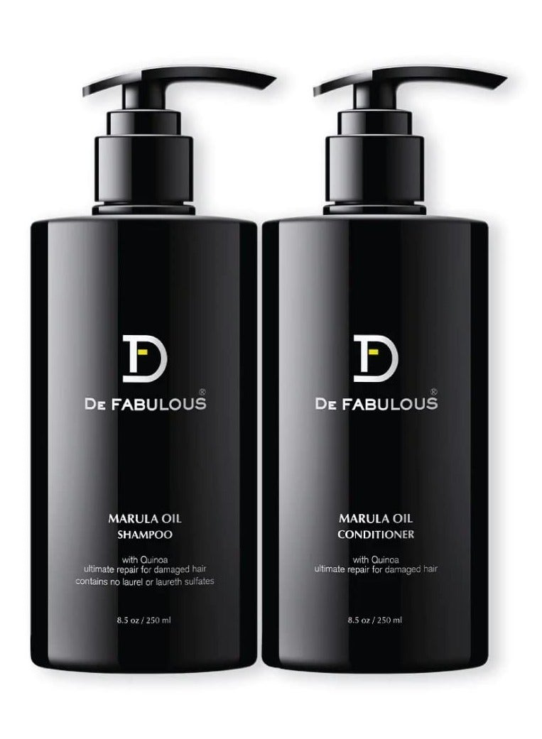 De Fabulous Marula Oil Shampoo Conditioner 250ml Combo Sulphate Free All Hair Types - Image 1