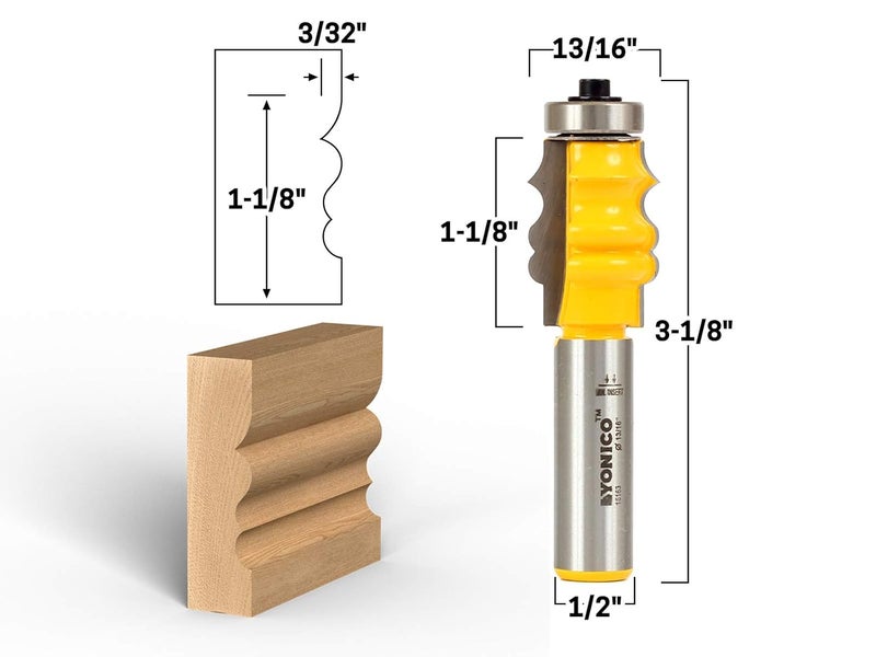 Yonico Picture Frame Molding Router Bit 1-1/8-Inch 1/2-Inch Shank 16163 - Image 2