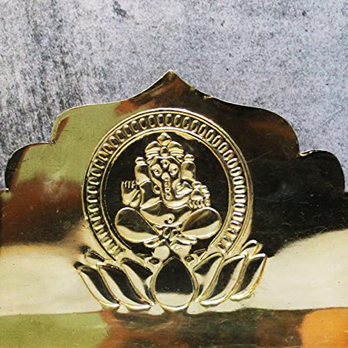 JDS Puja Articles Brass Singhasan for god Gold Plated chowki Brass Stand for Decor Medium - Image 2