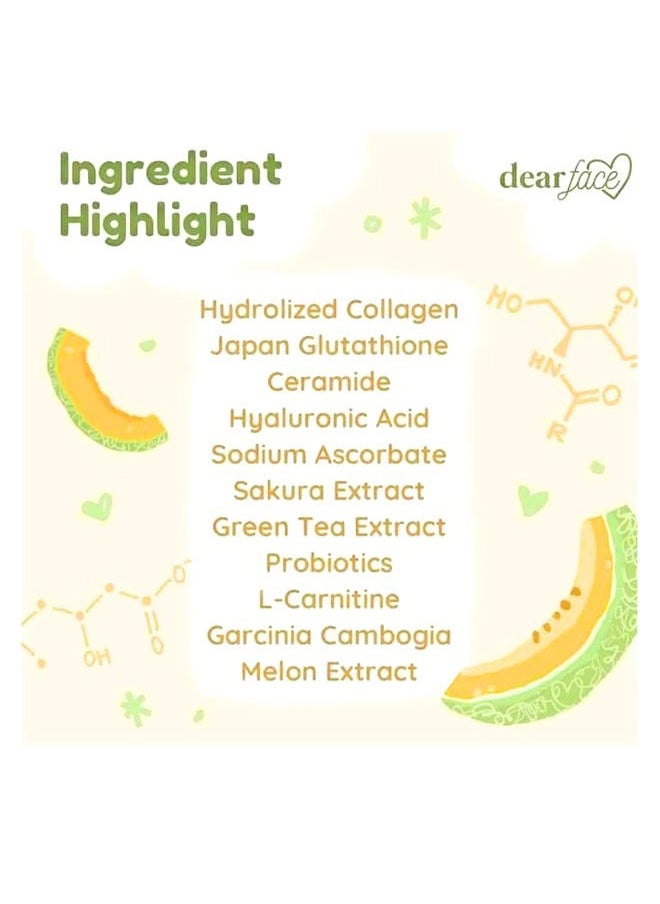 dear face Beauty Milk Japanese Collagen MELON Drink - 50,000mg Hydrolyzed Collagen, 6.3 Ounce (Pack of 1)  - Image 3