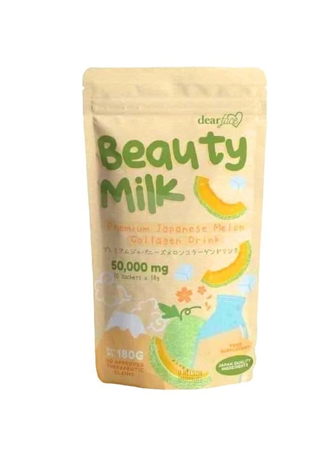 dear face Beauty Milk Japanese Collagen MELON Drink - 50,000mg Hydrolyzed Collagen, 6.3 Ounce (Pack of 1)  - Image 1