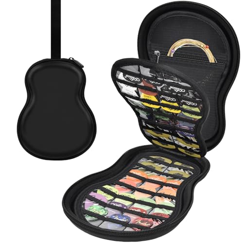 ANKHOH Guitar Pick Holder Case for Fender/for Acoustic/for ChromaCast/for D'Addario/for JIM DUNLOP/for Bolopick/for UNLP MUSICAL INSTRUMENT, 63+ All Size Plectrums Storage Picks Pouch Box, Bag Only - Image 1