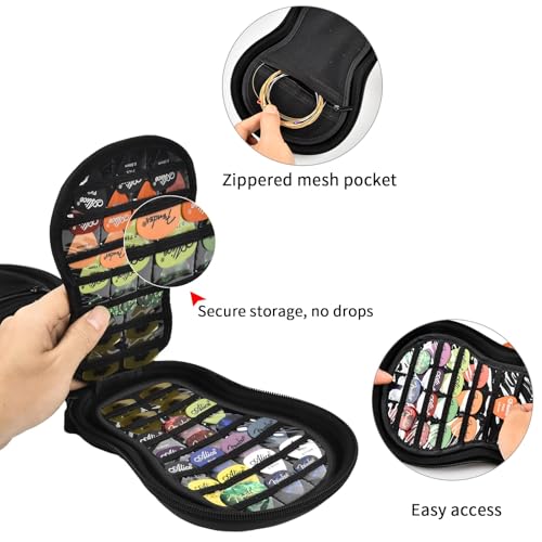 ANKHOH Guitar Pick Holder Case for Fender/for Acoustic/for ChromaCast/for D'Addario/for JIM DUNLOP/for Bolopick/for UNLP MUSICAL INSTRUMENT, 63+ All Size Plectrums Storage Picks Pouch Box, Bag Only - Image 3