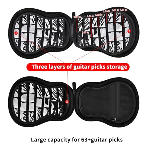 ANKHOH Guitar Pick Holder Case for Fender/for Acoustic/for ChromaCast/for D'Addario/for JIM DUNLOP/for Bolopick/for UNLP MUSICAL INSTRUMENT, 63+ All Size Plectrums Storage Picks Pouch Box, Bag Only - Image 4