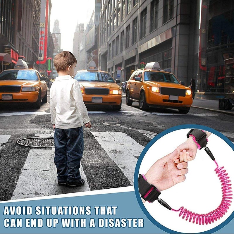 Onwon Anti Lost Safety Wrist Link Child Safety Harness Strap Rope Leash Walking Hand Belt Band Wristband(1.5m Pink) - Image 1