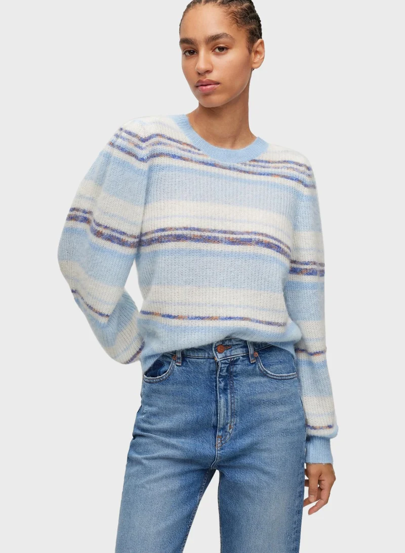 BOSS Puff Sleeve Knitted Sweatshirt