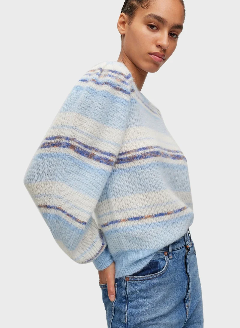BOSS Puff Sleeve Knitted Sweatshirt