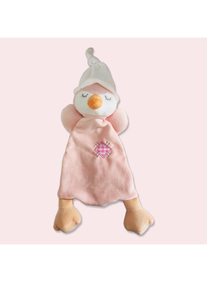 Baby Soothing Towel Plush Teething Toy Interactive Soft Doll Infant Comforter Mouthable Snackable Blanket Visual Auditory Stimulation-Color:Hand Puppet Tuan Tuan Chicken (Pink) - Image 1