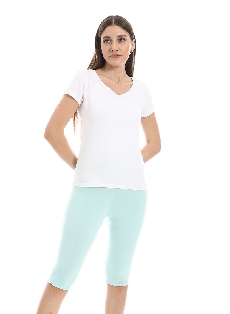 Slim Fit Lycra Capri Leggings _ Light Aqua