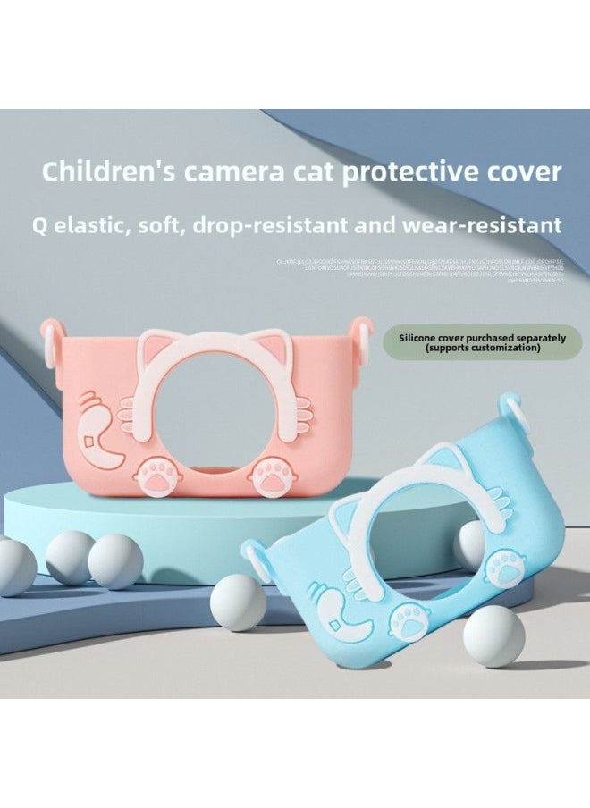 Children's Camera Cartoon Protective Case Small Camera Silicone Case Anti-fall With Lanyard Mini Photo Soft Rubber Case-Color:Pink (little Bear Camera Cover + Rope) - Image 2