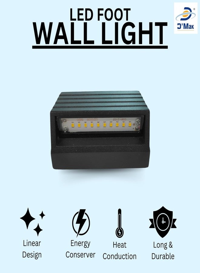 D'Mak Wall Step Surface Light, Outdoor/Indoor, LED Foot Light, Aluminium IP65 Waterproof Body, Warm White (Pack of 1, 3W (2 Module)) - Image 2