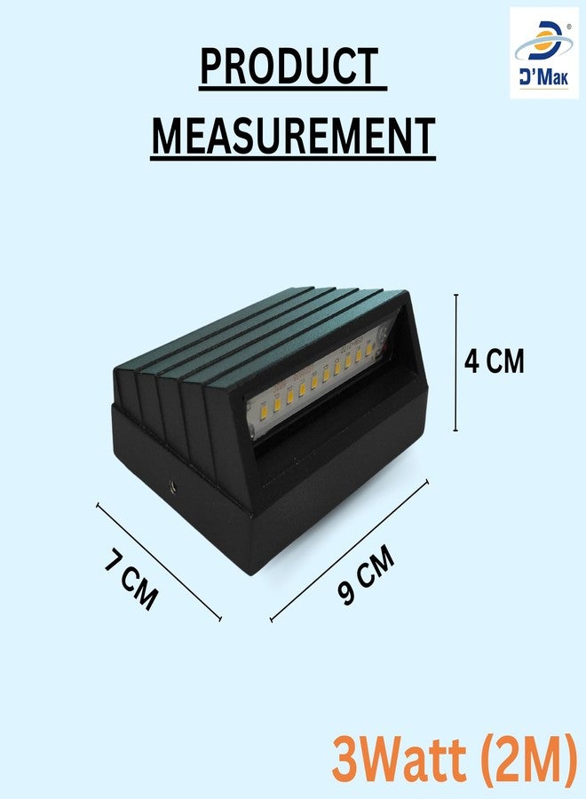 D'Mak Wall Step Surface Light, Outdoor/Indoor, LED Foot Light, Aluminium IP65 Waterproof Body, Warm White (Pack of 1, 3W (2 Module)) - Image 3