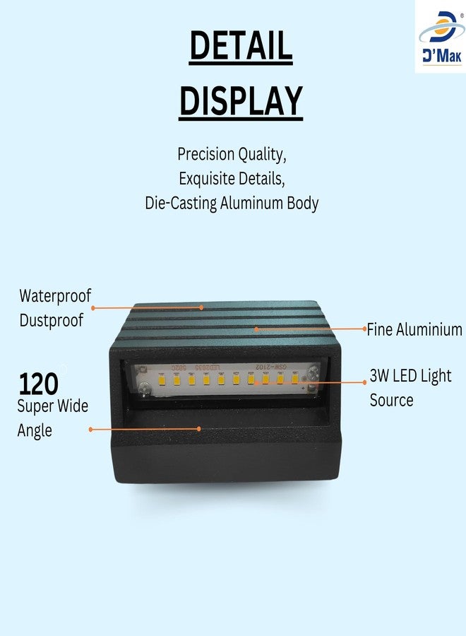 D'Mak Wall Step Surface Light, Outdoor/Indoor, LED Foot Light, Aluminium IP65 Waterproof Body, Warm White (Pack of 1, 3W (2 Module)) - Image 4