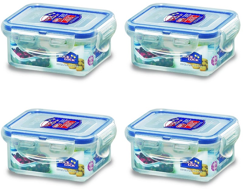 Lock & Lock Rectangular Water Tight Food Container  Set of 4 (6 oz each)