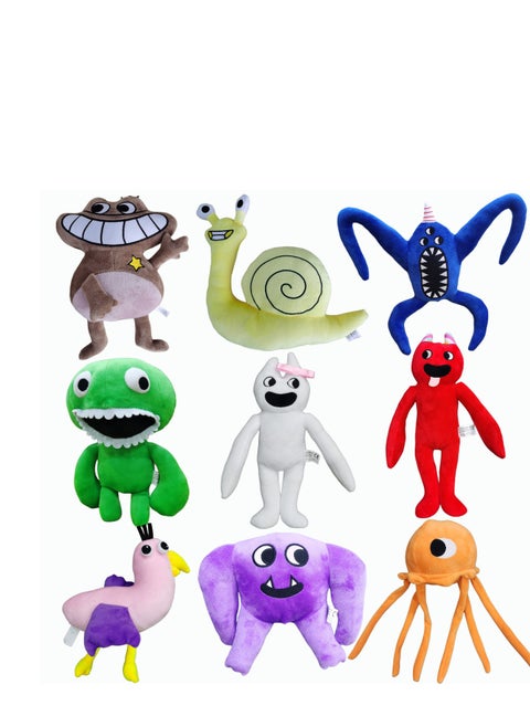 Garten of Banban Plush Toy, 10-inch Garden of Ban Ban Jumbo Josh Plush Toy, Soft Padded Doll for Fan Gifts (Flat Style 9 Pieces/Set)