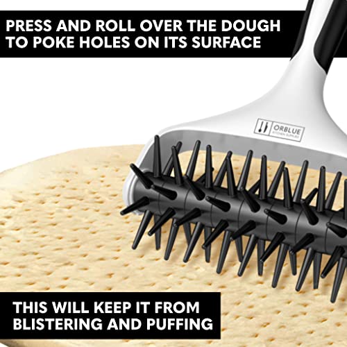 Orblue Pizza Dough Docker Pastry Roller with Spikes, Pizza Docking Tool for Home & Commercial Kitchen - Pizza Making Accessories that Prevent Dough from Blistering, Black - Image 2