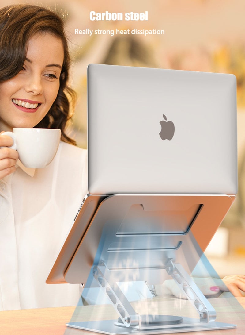 Adjustable Laptop Stand for Ergonomic Desk Stand with 360° Rotating Base, Foldable Laptop Stand Compatible with 10-17 Inch Laptops - Image 4