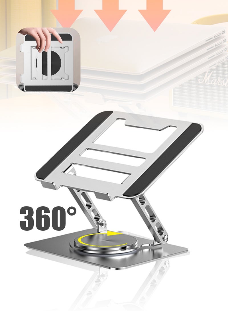 Adjustable Laptop Stand for Ergonomic Desk Stand with 360° Rotating Base, Foldable Laptop Stand Compatible with 10-17 Inch Laptops - Image 1