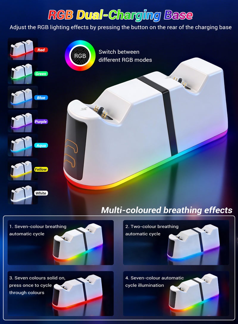 أنيوي محطة شحن جهاز التحكم PS 5 متوافقة مع واجهات PlayStation 5 Edge & Dual Controller، ومصباح LED وكابل Type-C مضمن، وشاحن جهاز تحكم PS5 سريع وفعال - Image 3