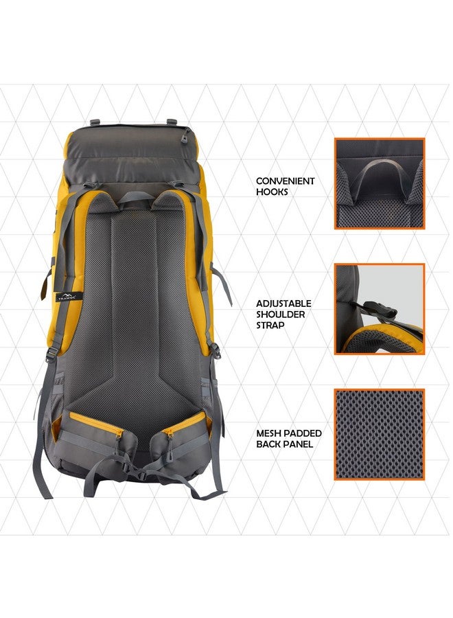 Trawoc حقيبة ظهر ترافوك ستونكس 60 لتر للسفر، حقيبة تسلق للرجال والنساء، حقيبة سفر، حقيبة مشي، صفراء، ضمان 3 سنوات، HK001 - Image 4