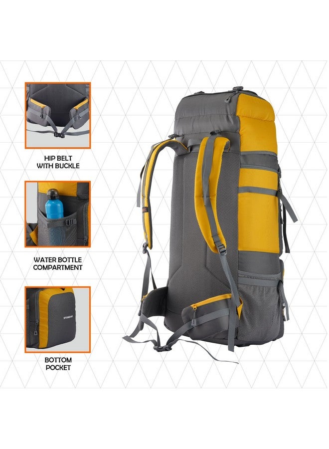 Trawoc حقيبة ظهر ترافوك ستونكس 60 لتر للسفر، حقيبة تسلق للرجال والنساء، حقيبة سفر، حقيبة مشي، صفراء، ضمان 3 سنوات، HK001 - Image 5