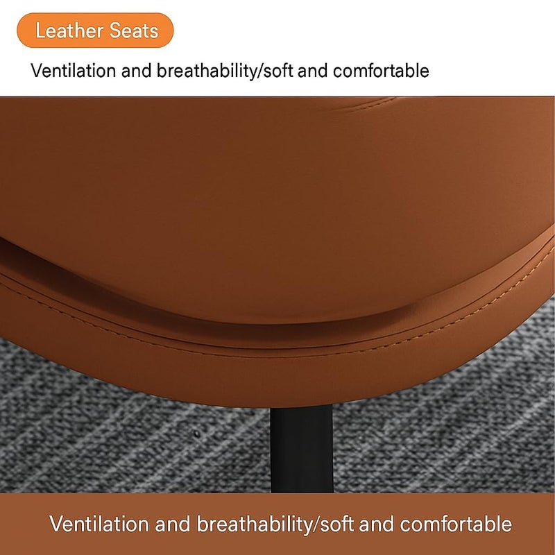 Harmony Home 5-Piece Round Dining Table Set – Brown Ceramic Marble Top with Metal Legs & 4 PU Leather Cushioned Chairs – Modern Dining Furniture for Kitchen & Small Spaces - Image 3