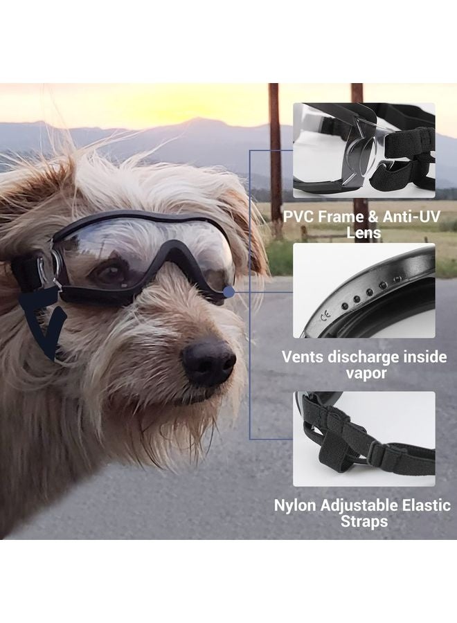 MOWKIT Pet Sunglasses Medium to Large Dog UV Transparent Goggles Windproof Anti-Dust Snowproof Pet Glasses with Elastic Straps, Clear - Image 4