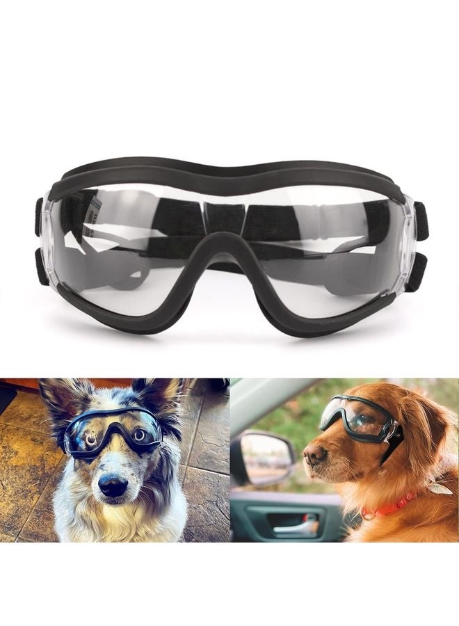 MOWKIT Pet Sunglasses Medium to Large Dog UV Transparent Goggles Windproof Anti-Dust Snowproof Pet Glasses with Elastic Straps, Clear - Image 1