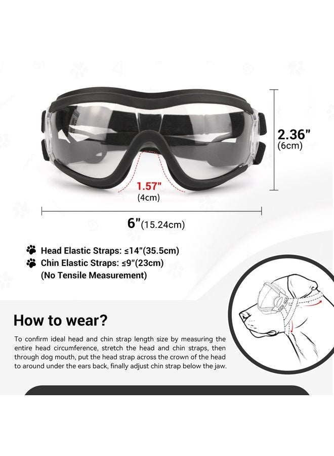 MOWKIT Pet Sunglasses Medium to Large Dog UV Transparent Goggles Windproof Anti-Dust Snowproof Pet Glasses with Elastic Straps, Clear - Image 5