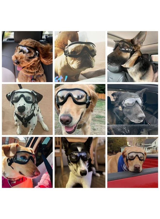 MOWKIT Pet Sunglasses Medium to Large Dog UV Transparent Goggles Windproof Anti-Dust Snowproof Pet Glasses with Elastic Straps, Clear - Image 2