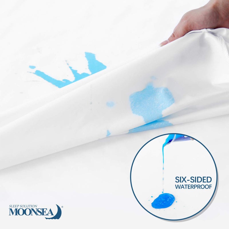 Moonsea Twin Mattress Protector Waterproof 2 Pack Zippered for Kids, 6-Side Waterproof Twin Size Mattress Encasement, Box Spring Cover - Image 2