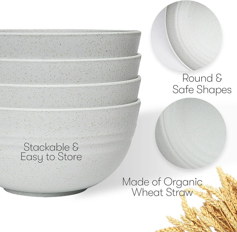SWEVEN Wheat Straw Dinnerware Sets | Unbreakable Dinnerware Sets | Dishwasher Microwave Safe Dinnerware | Eco Friendly Non Breakable Dinnerware Sets | RV Outdoor Camping (Grey, Service for 4 (16 pcs)) - Image 4