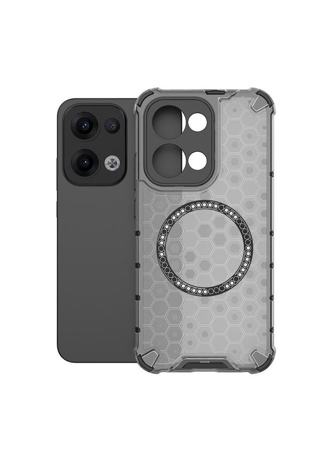 The Bros Case For OPPO Reno13 5G Global Honeycomb Magnetic Ring Shockproof Phone Case