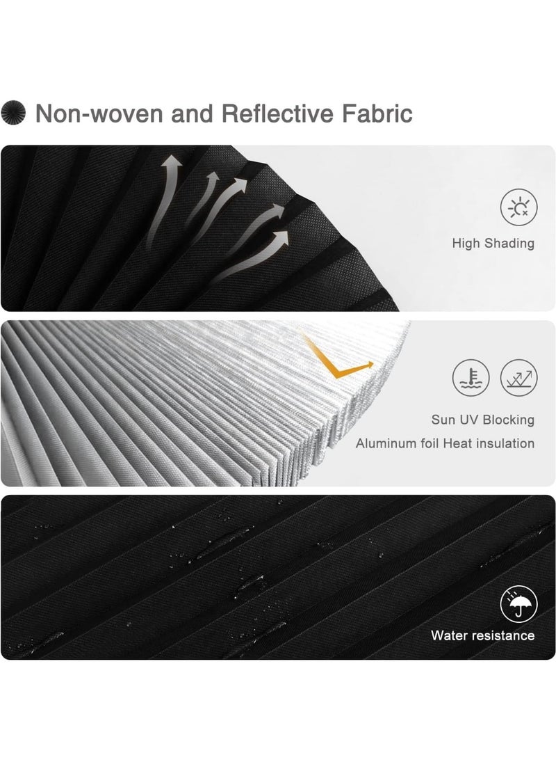 ستارة ورقية مطوية، ستارة قماشية لاسلكية مطوية لتصفية الضوء، ستائر تعتيم الغرفة للمنزل وغرفة النوم والمكتب والمطبخ والحمام والنافذة، سهلة التركيب (أسود، 90×180 سم) - Image 2