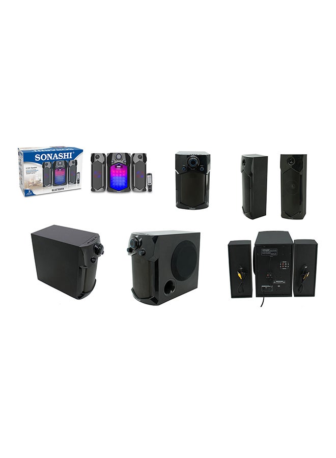 SONASHI 2.1 Multimedia Speaker Home Theatre System With Hi-Fi Surround Sound Fm Radio, Bluetooth, Usb, Sd Card Reader, Led Display Functions Powerful Sub-Woofer With Full Remote Control Led Flash Light SHS-2107USRB Black - Image 2